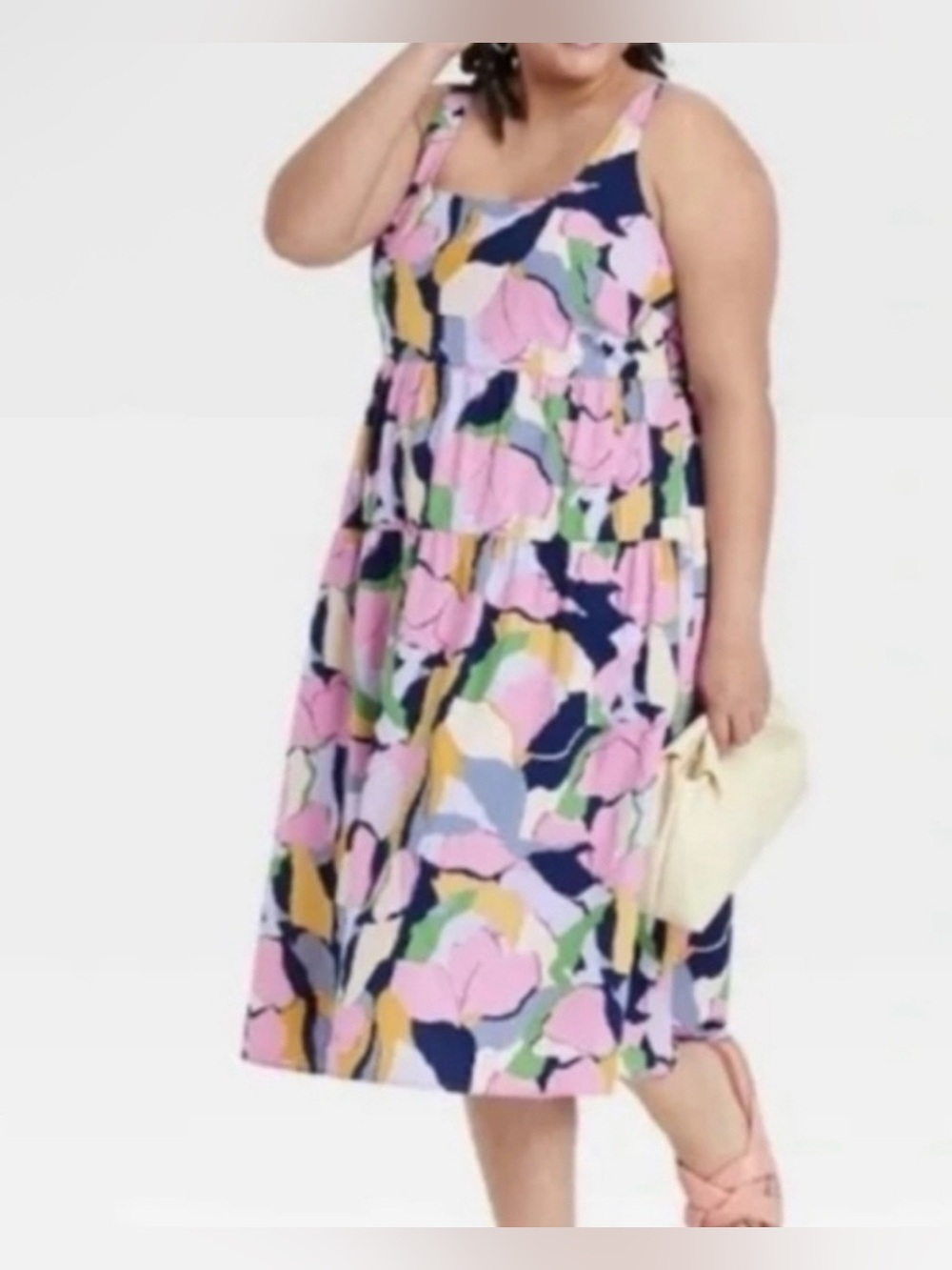 Ava & Viv Colorful Tie detail Midi Summer Dress Pockets Size 3X